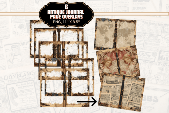 Download Antique Book Junk Journal Overlays - Journal overlays Collection