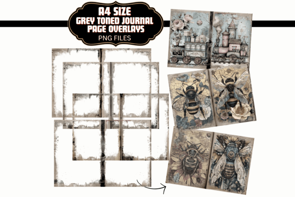 Download A4 Grey Book Junk Journal Overlays - Journal overlays Collection