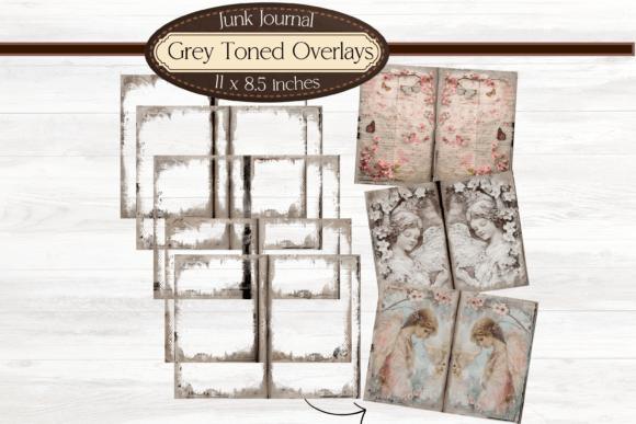 Download Grey Toned Junk Journal Overlays - Journal overlays Collection