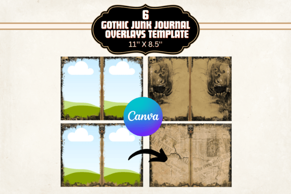 Download Gothic Junk Journal DIY Canva Template - Diy canva template Collection