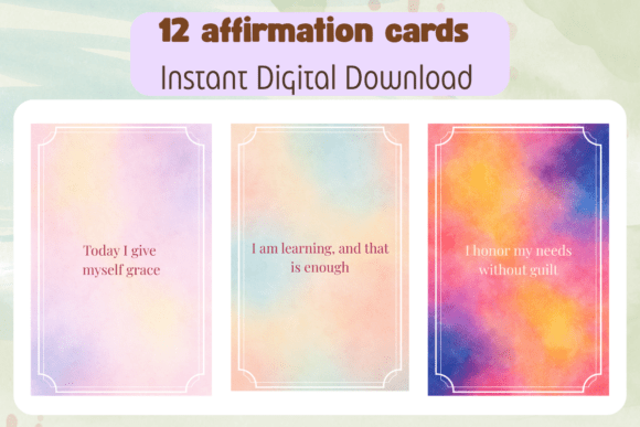 Download 12 Watercolor Pastel Affirmation Cards - Premium Resources