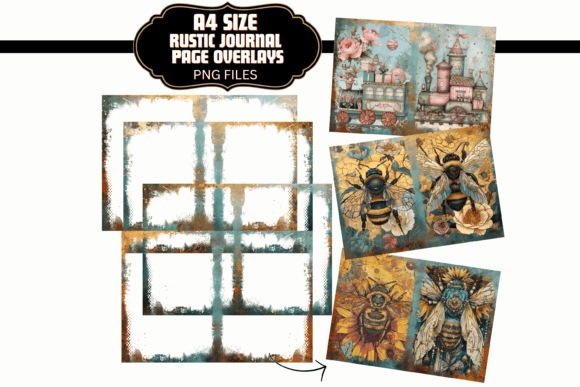 Download A4 Rustic PNG Junk Journal Overlays - Journal overlays Collection