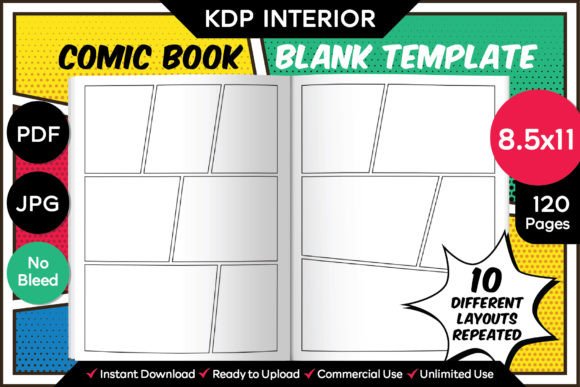 Download 8.5x11 Comic Book Blank Template | KDP - Premium Bundle
