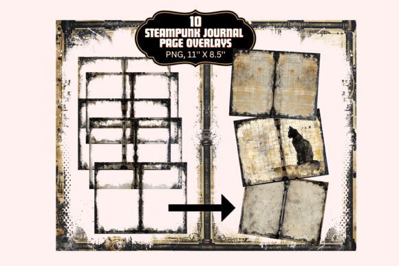 Download Steampunk Border Junk Journal Overlays - Journal overlays Collection